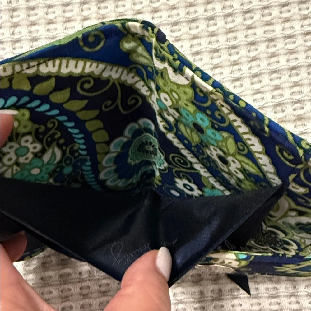 Vera Bradley Rhythm & Blues Snap Wallet Retired Floral Blue Green - Picture 4 of 6